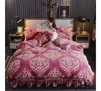 Piumino Size Matrimoniale Copripiumino Biancheria da Letto Floreale coperture per Letti matrimoniali Inverno Set di Cover Piatti in Flanella Calda Twin kin King a Doppia Taglia (Fenna f)