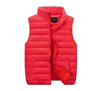 Piumino smanicato da uomo, leggero, caldo, senza maniche, imbottito, spesso, con cerniera, antivento, impermeabile, casual, per attività all'aperto e per il freddo, Rosso, XXL