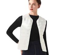 Piumino Smanicato Donna Gilet Piumino Donna Leggero Corto Gilet Imbottito Piume Donna Corti Giubbotto Gilet Piuma Imbottiti Donna Giacca Piumini Senza Maniche Donna Invernali Taglie Forti Bianco L