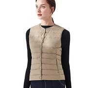 Piumino Smanicato Donna Gilet Piumino Donna Leggero Corto Imbottito Piume Corti Giubbotto Piuma Imbottiti Giacca Piumini Senza Maniche Invernali Taglie Forti Cachi