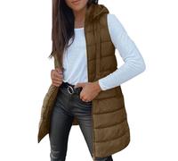 Piumino Smanicato Donna Invernale Curvy Smanicato Imbottito Con Cappuccio Elegante Caldo Leggero Gilet Trapuntato Con Cerniera E Tasche Taglie Forti Comodo Giacca Lungo Senza Maniche Firmato Giacche
