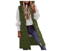Piumino Smanicato Donna Lungo Gilet Donna Elegante Caldo Leggeri Senza Maniche Giubbotto con Tasca Bottoni, Gilet Lungo Smanicato Antivento Termica Cappotti Invernali