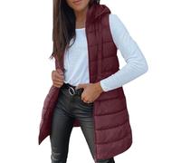 Piumino Smanicato Donna Lungo,Smanicato Donna Invernale con Cappuccio e Tasche Elegante Leggero Gilet Lungo Curvy Caldo Giubbotto Senza Maniche Trapuntato Giacca Imbottita Taglie Forti Autunno Inverno