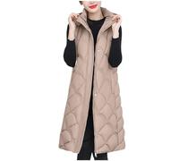 Piumino Smanicato Lungo da Donna Curvy Giacca Dpnna Per Invernale Senza Maniche Caldo Piumino Leggero Senza Maniche Donna Elegante Slim Fit Piumini Donna Invernali Semplice Per Freddo, Lavoro