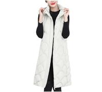 Piumino Smanicato Lungo da Donna Curvy Giacca Dpnna Per Invernale Senza Maniche Caldo Piumino Leggero Senza Maniche Donna Elegante Slim Fit Piumini Donna Invernali Semplice Per Freddo, Lavoro