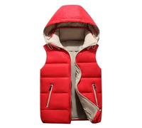 Piumino Smanicato Trapuntato Bambini Bambina con Cappuccio, Senza Maniche,Uomo Gilet Invernale Giubbotto da Donna Giacca Casual,Giacca a Vento Bambina,Abbigliamento Neonato (Red, 10-11 Years)