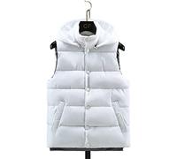 Piumino Smanicato Uomo，Gilet Da Uomo Senza Maniche Con Cappuccio Gilet Trapuntato Gilet Esterno Tinta Unita Bianco Gilet Senza Maniche Gilet Da Uomo Giacca Antivento Cerniere Bodywarmer Per Uomini