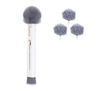 Piumino Spolverare Pennello Polvere Multiuso - 2 in 1 Spolverino in Microfibra con 3 Testine di Ricambio per Persiane, Mobili, Tastiere, Tappezzeria Auto, Lunghezza Massima 21-25 cm, Bianco