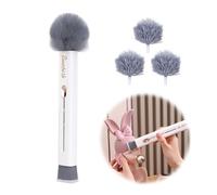 Piumino Spolverare Pennello Polvere Multiuso - 2 in 1 Spolverino in Microfibra con 3 Testine di Ricambio per Persiane, Mobili, Tastiere, Tappezzeria Auto, Lunghezza Massima 21-25 cm, Bianco