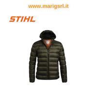 Piumino STIHL ICON uomo con cappuccio e logo MOTOSEGA sul braccio verde