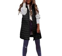 Piumino Termica Smanicato Lungo Imbottita Media Lugghezza Gilet con Cappuccio Curvy Inverno Lavoro Cappotti Oversize Senza Maniche Taglie Forti Giacche Zip Invernale Imbottito Elegante Trapuntato