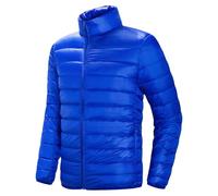 Piumino trapuntato da uomo con cerniera integrale, leggero, caldo, invernale, idrorepellente, antivento, Blu reale, XL