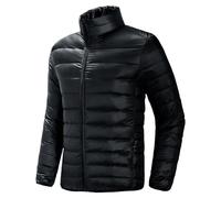 Piumino trapuntato da uomo con cerniera integrale, leggero, caldo, invernale, idrorepellente, antivento, Nero , 5XL