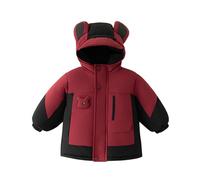 Piumino Zip da Bambino Invernale Softshell Giubbotto Antivento Inverno Bambini Caldo Morbido Cappotto con Cappuccio e Carino Orecchie Spessa Elegante Piumino 100 Grammi Oversize per 1-10 Anni