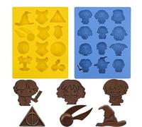 PIUMOJ Stampo in Silicone di Harry, Stampi per Cioccolatini Potter, Stampo per caramelle in silicone, Mago Stampi in Silicone Antiaderente per Gelatina, Cubetti di Ghiaccio, Gommose, 2 pezzi