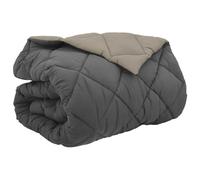 Piumone invernale in microfibra grigio chiaro e antracite, 240 x 260 cm, con imbottitura in poliestere, trapunta per persone allergiche, traspirante, leggera, calda, facile da pulire, ideale per le