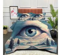 Piumone Invernale Montagna Innevata Cartoni Animati - Piumino 4 Stagioni Letto Matrimoniale Trapunta Traspirante e super morbido Set Piumone Primaverile Autunnale con 1 Federe, Blu-Grigio 220x240cm