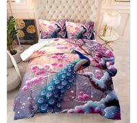 Piumone Letto Singolo Albero Rosa Pavone Trapunta Letto Singolo Microfibra Trapunte Invernali Singole Lavabile Piumone Invernale Trapunta Singola Invernale 4 Stagioni+2 Federe(50x75cm) 172x218cm