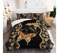 Piumone Letto Singolo Farfalla D'Oro Piumone Invernale Microfibra Trapunta Letto Singolo Traspirabile Trapunte Invernali Singole 4 Stagioni Piumoni Lavabile Piumino+2 Federe(50x75cm) 140x200cm