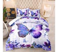 Piumone Letto Singolo Insetto Viola Pianta Trapunta Letto Singolo Microfibra Trapunte Invernali Singole Lavabile Piumone Invernale Trapunta Singola Invernale 4 Stagioni+2 Federe(50x75cm) 173x229cm