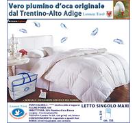 Piumone Letto Singolo Invernale in Piuma D'oca 150x220, Originale Trentino Alto Adige, Piumino Letto Singolo Caldo 100% Vera Piuma D'Oca Naturale, Garanzia Marchio Daunex, LAUNEN TIROL