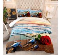 Piumone Letto Singolo Spiaggia Animale Rose Trapunta Letto Singolo Microfibra Trapunte Invernali Singole Lavabile Piumone Invernale Trapunta Singola Invernale 4 Stagioni+2 Federe(50x75cm) 173x229cm