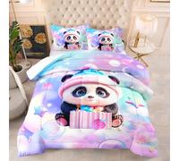 Piumone Matrimoniale Carino Panda Stampa Trapunta Matrimoniale Matrimoniale Imbottita 200 Gr/Mq 4 Stagioni Piumone,Piumino Letto Singolo Trapunta In Microfibra Sintetica, 2 Federe