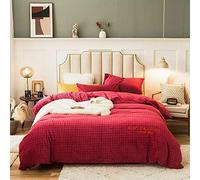 piumone Matrimoniale Doppi Grigi Piumini Rosa Biancheria da Letto con Foglio Aderente Set di coperture per la Trapunta Dimensioni del Segugio Inverno (Regina Rossa)