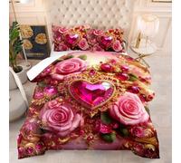 Piumone Una Piazza E Mezza Rosa Pietra Preziosa Stampa Trapunta Matrimoniale Imbottita 200 Gr/Mq, 4 Stagioni Piumone,Piumino Letto Singolo Trapunta In Microfibra Sintetica, 2 Federe