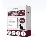 PiuPet® Rete per Gatti Trasparente, 6x3m - Protezione Balcone e Finestre | Resistente ai raggi UV con maglie 3x3cm. Include corda di fissaggio da 20m, 20 ganci e tasselli per montaggio rapido