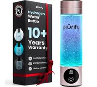 PIURIFY Generatore di bottiglie d'acqua a idrogeno, fino a 4100+ PPB in 10 minuti, idrogeno molecolare con tecnologia SPE/PEM, generatore H2 certificato, ricaricabile, garanzia estesa, 10 once (rosa)
