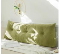 PIURUF Cuscino triangolare per testiera per letto matrimoniale/king size, lussuoso, in velluto, per riposare e leggere, 200 x 40 x 12 cm (60 x 40 x 12 cm, verde)