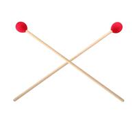 Piutouyar 1 paio di mazzuole per marimba, colore rosso, con testa in filato duro medio, per tastiera, marimba, bacchette per batteria, con manici in legno