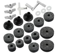 Piutouyar Set di 23 accessori di ricambio per piatti, in feltro, per Hi-Hat Cup Hi-Hat in feltro, con manicotti per piatti con base, dadi, rondella per piatti e chiave per batteria