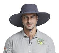 PivotWing Cappello Pescatore Uomo Tesa Larga Nylon UPF50+ Cappello Pescatore Impermeabile Estate Leggero Cappello Sole Traspirante Outdoor Anti UV Cappello Estivo, Grigio Scuro 58