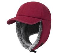 PivotWing Cappello Uomo Donna Invernale con Visiera Paraorecchie Berretto Invernale Uomo Donna Coppola Colbacco Cappelli Invernali Donna Uomo Lana Impermeabile Cappello Aviatore, Borgogna