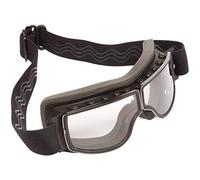 PiWear® Nevada Occhiali da moto trasparenti adatti per chi porta occhiali, occhiali sopra gli occhiali per casco antiappannamento antiscivolo imbottiti retrò Classic