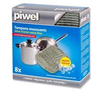 Piwel Confezione da 8 tamponi per scovolare sapone limone lana di acciaio extra fine