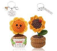 PIWOSGOL 2 Pezzi Girasole Stabilizzato, Girasoles Positivo, Mini Positives Doll, Girasoles Positivo Uncinetto Pocket, Regalo Di Addio Perfetto Per Colleghi e Fidanzate, Felicità Ed Energia Positiva