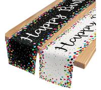 PIWOSGOL 2 pezzi runner da tavola per compleanno, runner colorato, tovaglia in lino "Buon Compleanno", decorazione da tavola per feste di compleanno per bambini, ragazze, ragazzi, 180 x 33 cm