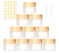 PIWOSGOL 30ml/30g Contenitori Cosmetici Vuoti, 10 Pezzi Vasetti Vetro, Contenitore Cosmetico Piccoli, Contenitori da Viaggio Trasparente con Etichetta & Mini Spatola per Crema Labbra Campione