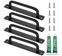 PIWOSGOL 4 Pezzi Maniglia Per Porta Scorrevole Nera, Distanza Fori 128mm, Maniglia per Porta Alluminio con Viti, Maniglie per Porte Armadio, Maniglia per Mobili per Cucina