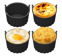 PIWOSGOL 4 Pezzi Pirottini per Friggitrice ad Aria, Stampo silicone friggitrice ad aria, Stampi per Uova in Camicia riutilizzabili, Accessori per Friggitrice ad Aria per Budini, Cupcake, Muffin