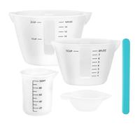 PIWOSGOL 5 Pezzi Misurini in Silicone, 500ml & 250ml&100ml&10ml Misurini Graduato con Scala Trasparente, Riutilizzabile Caraffa Graduata per Cucina Laboratorio DIY Resina Epossidica