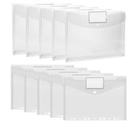 PIWOSGOL Cartelle Portadocumenti A4 Tridimensionale e Flat Style 10 Pezzi, Cartelline Portadocumenti A4 con 11 Fori, Buste Trasparenti A4 con Bottone Pressione Tasca Etichetta per Scuola Casa Ufficio