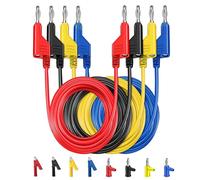 PIWOSGOL Cavi di prova Multimetro, Cavo Multimetro Pinze Coccodrillo, Sonde di prova Multimetro, 1 m Cavi Multimetro con Connettore Banana 4 mm, 12 pezzi
