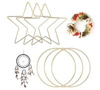 PIWOSGOL Cerchio in Metallo e cerchio Stelle Dorate 6 Pezzi 20 cm, Anelli in Metallo Anello in Oro Cerchi Stelle Dorate per Artigianato Fai-da-Te Acchiappasogni Festival Ghirlande Macrame