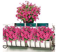 PIWOSGOL Fiori Artificiali per Esterni, 6 Mazzi Petunie Finte Fiori, Resistenti ai Raggi UV in Plastica Fiori Finti per Esterni Interni Decorazione per Casa Balconi Portico