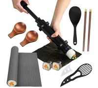 PIWOSGOL Kit Sushi Completo, 8 Pezzi Set Sushi Fai da Te per Principianti, Set per Fare il Sushi in Casa con Sushii Maker, Sushii Roller, Bazooka Sushii e Accessori Inclusi