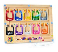 PIWOSGOL Labirinto Magnetico Bambini 2 3 4 5 6 Anni,Colori e Numeri Gioco di Abbinamento in Legno,Motricità Fine Giochi Educativi Montessori,Labirinto Giocattoli Classificati,Regalo per Bambini